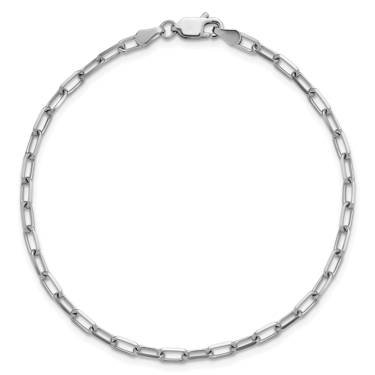 Gold (14K) Solid Beveled Paperclip Link Chain Bracelet - 14k White Gold / 7 in / 3 mm