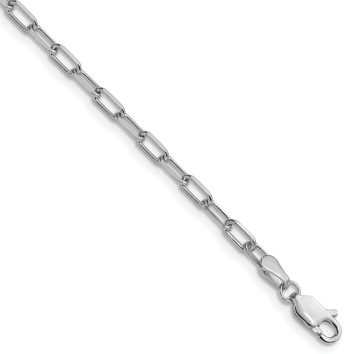 Gold (14K) Solid Beveled Paperclip Link Chain - 14k White Gold / 16 in / 3 mm