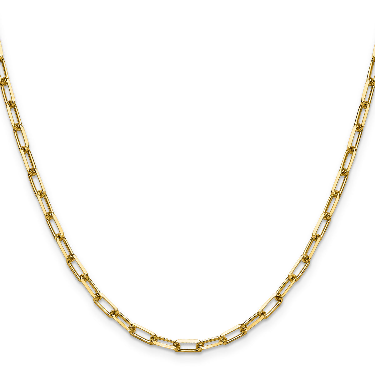 Gold (14K) Solid Beveled Paperclip Link Chain - 14k Yellow Gold / 18 in / 3.43 mm