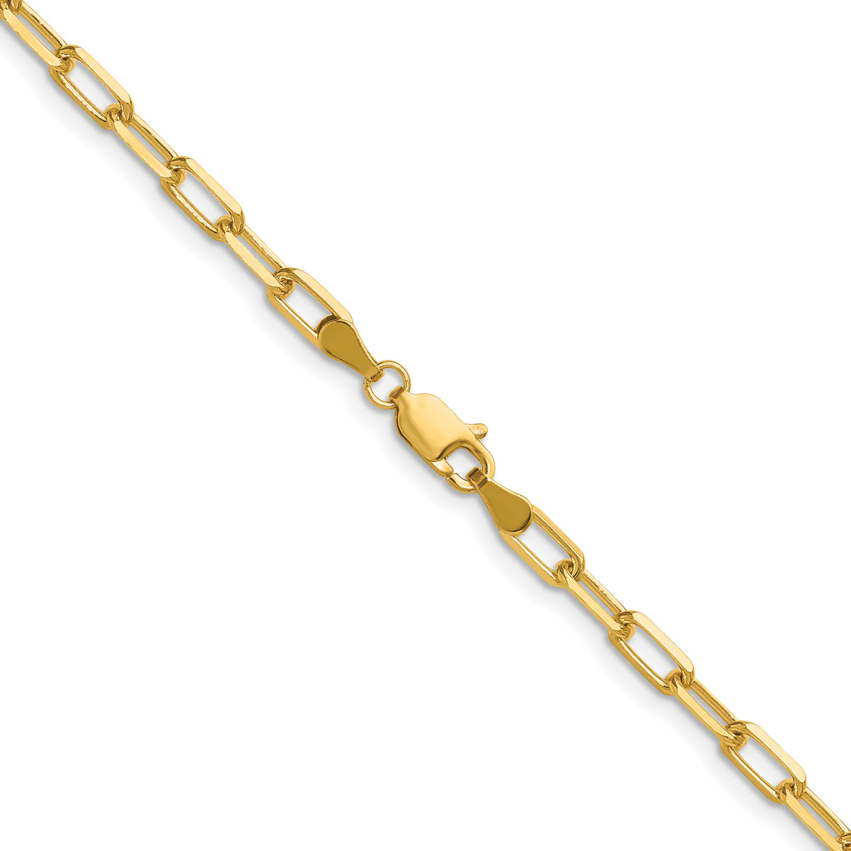 Gold (14K) Solid Beveled Paperclip Link Chain - 14k Yellow Gold / 18 in / 3.43 mm
