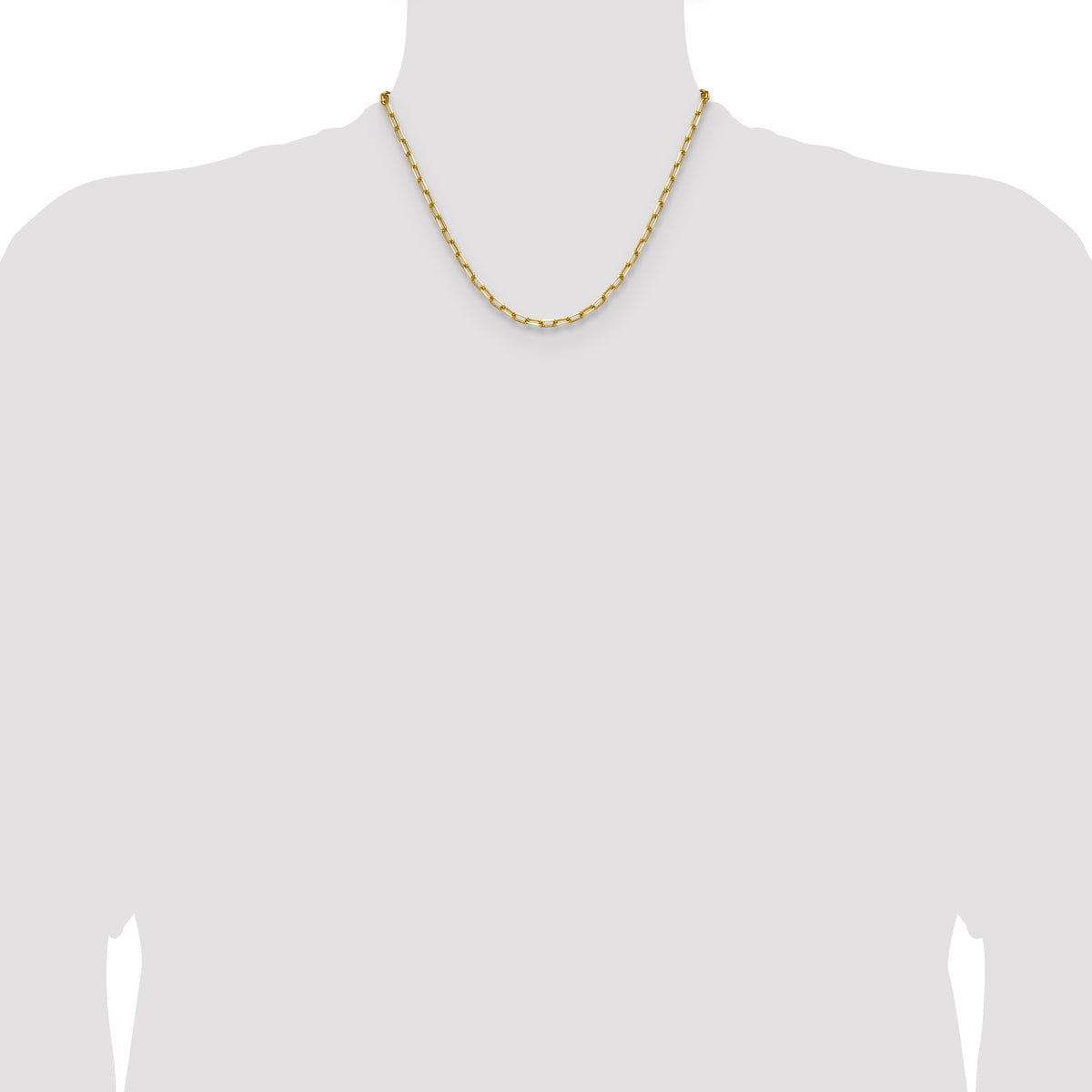 Gold (14K) Solid Beveled Paperclip Link Chain - 14k Yellow Gold / 18 in / 3.43 mm