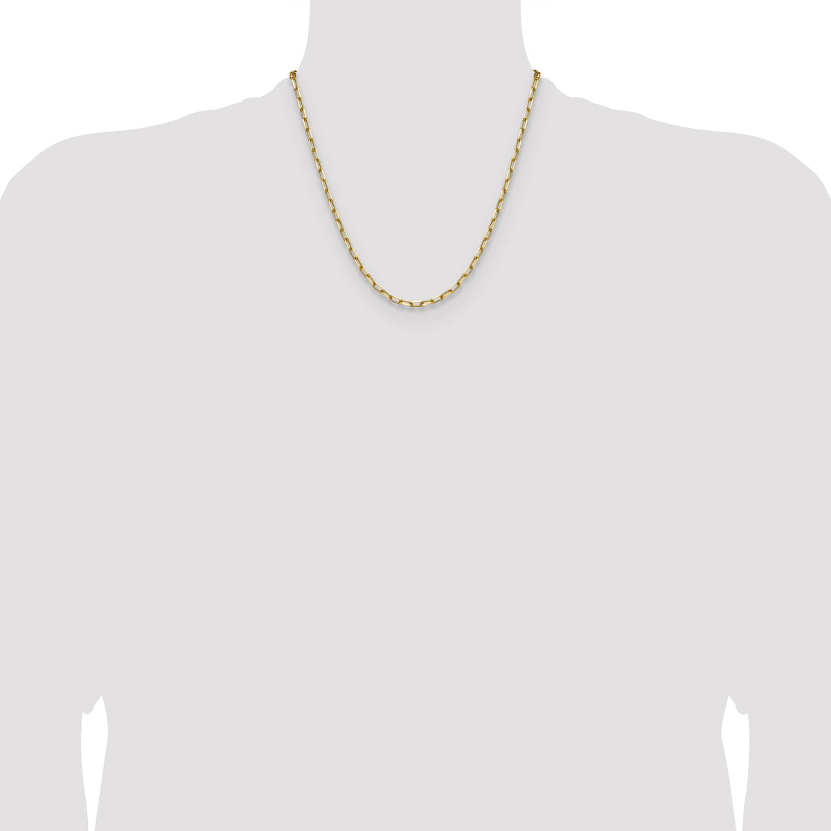 Gold (14K) Solid Beveled Paperclip Link Chain - 14k Yellow Gold / 20 in / 3.43 mm