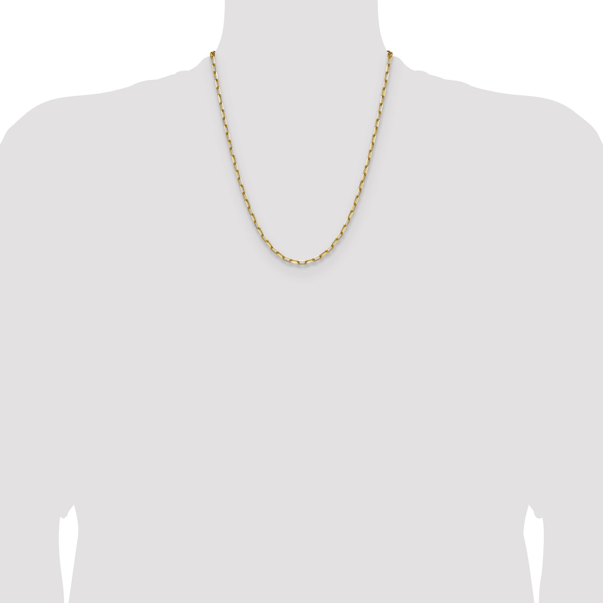Gold (14K) Solid Beveled Paperclip Link Chain - 14k Yellow Gold / 22 in / 3.43 mm