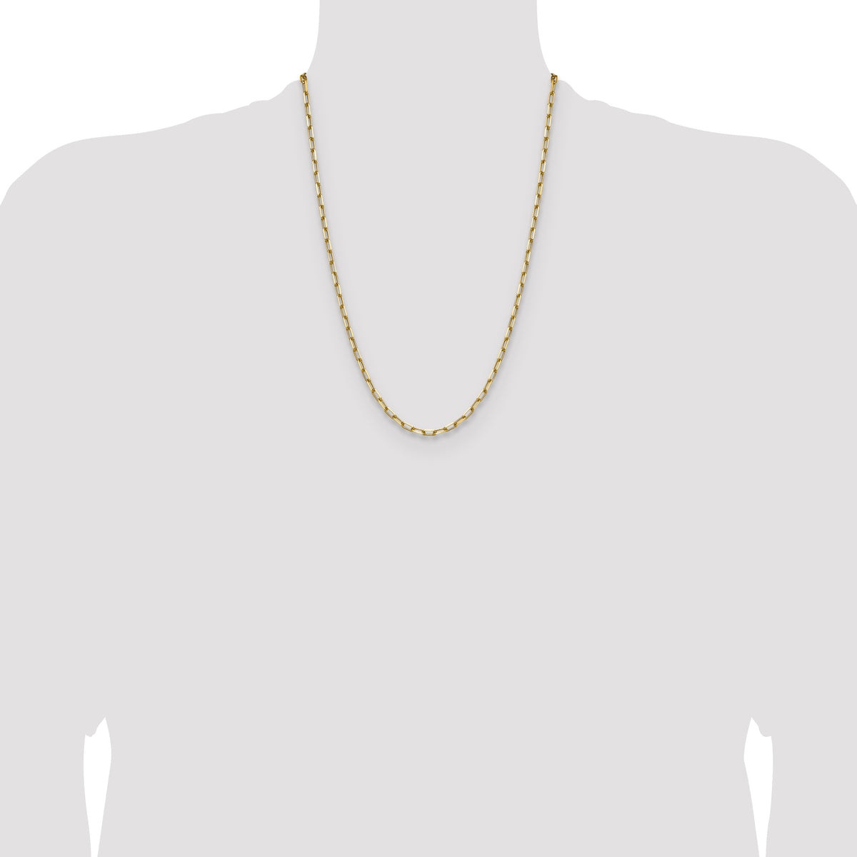Gold (14K) Solid Beveled Paperclip Link Chain - 14k Yellow Gold / 24 in / 3.43 mm
