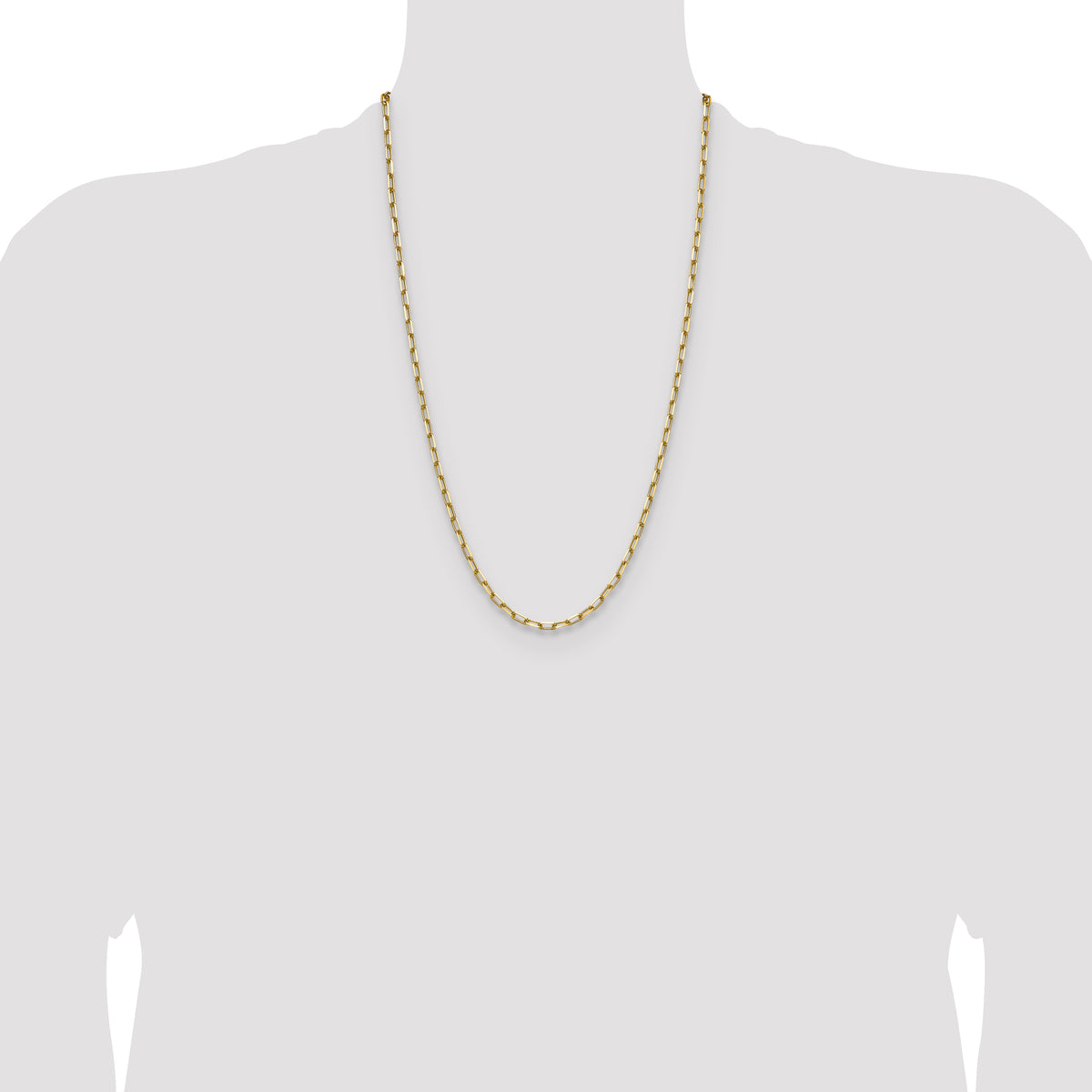 Gold (14K) Solid Beveled Paperclip Link Chain - 14k Yellow Gold / 26 in / 3.43 mm