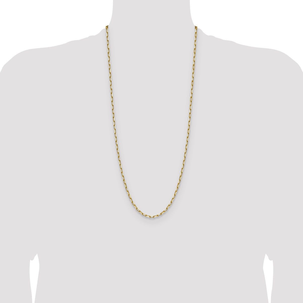 Gold (14K) Solid Beveled Paperclip Link Chain - 14k Yellow Gold / 30 in / 3.43 mm