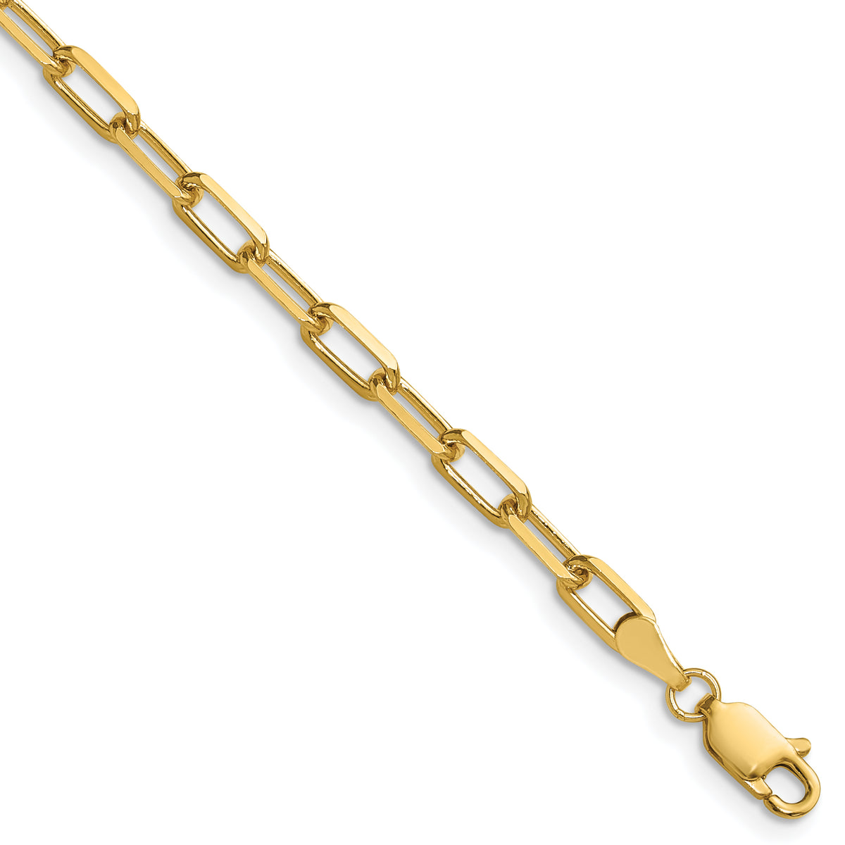 Gold (14K) Solid Beveled Paperclip Link Chain - 14k Yellow Gold / 18 in / 3.43 mm