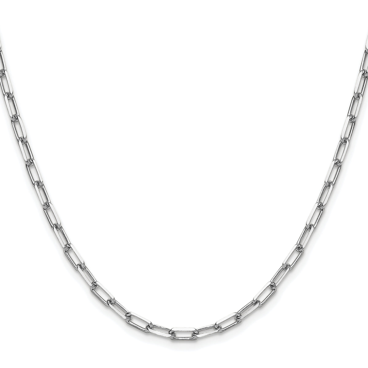 Gold (14K) Solid Beveled Paperclip Link Chain - 14k White Gold / 18 in / 3.43 mm