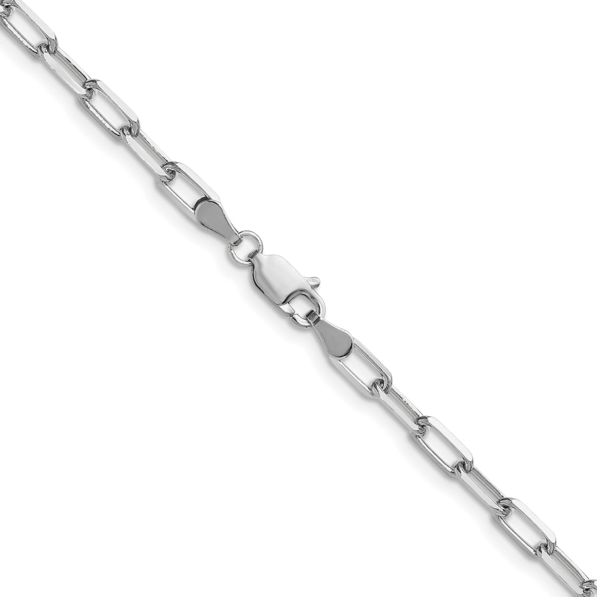 Gold (14K) Solid Beveled Paperclip Link Chain - 14k White Gold / 18 in / 3.43 mm