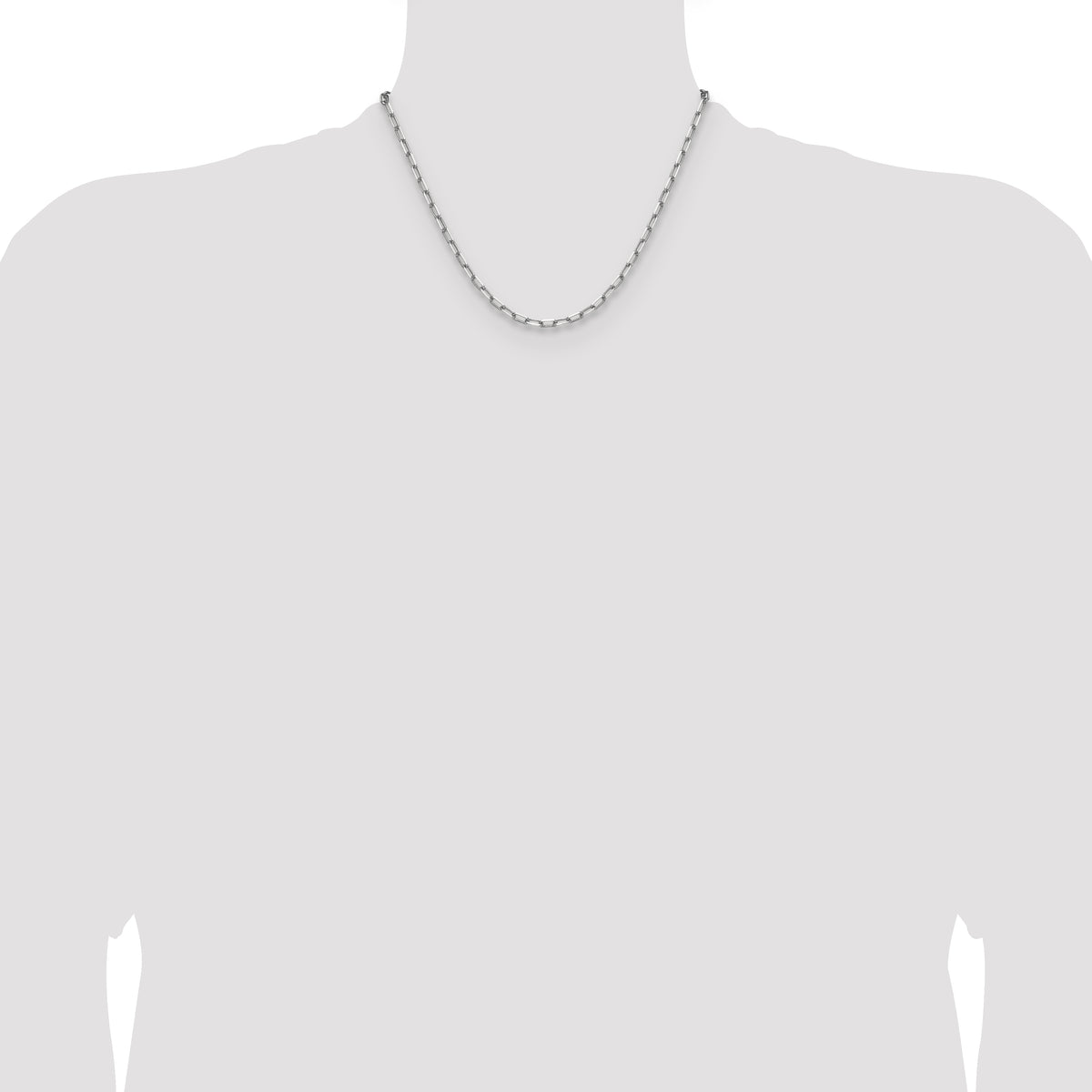Gold (14K) Solid Beveled Paperclip Link Chain - 14k White Gold / 18 in / 3.43 mm