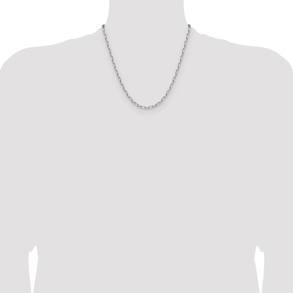 Gold (14K) Solid Beveled Paperclip Link Chain - 14k White Gold / 20 in / 3.43 mm