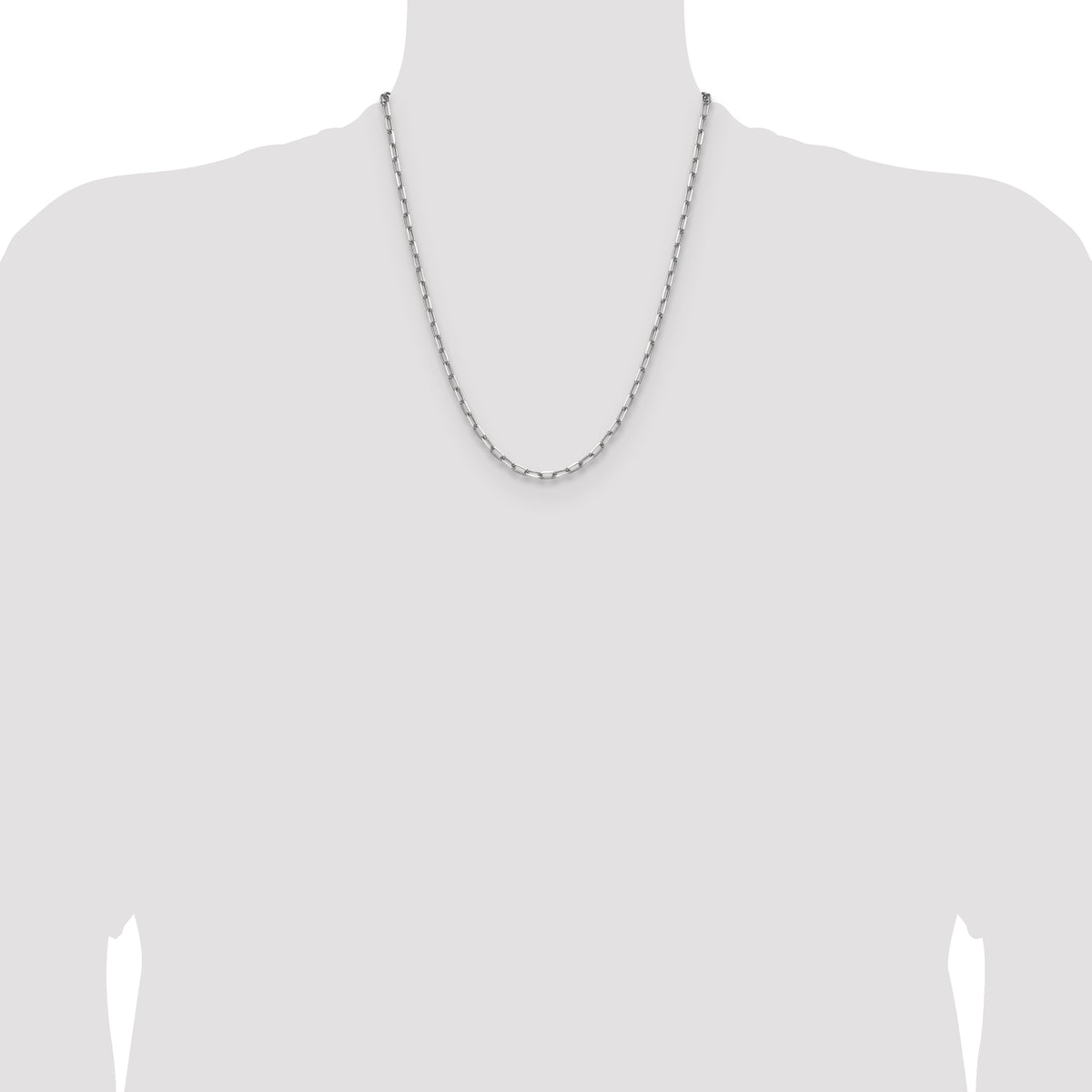 Gold (14K) Solid Beveled Paperclip Link Chain - 14k White Gold / 22 in / 3.43 mm