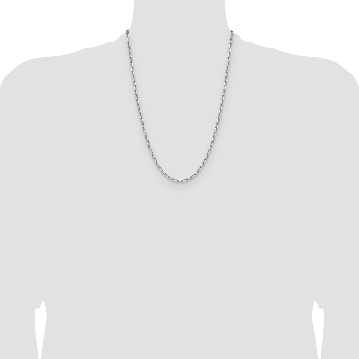 Gold (14K) Solid Beveled Paperclip Link Chain - 14k White Gold / 24 in / 3.43 mm