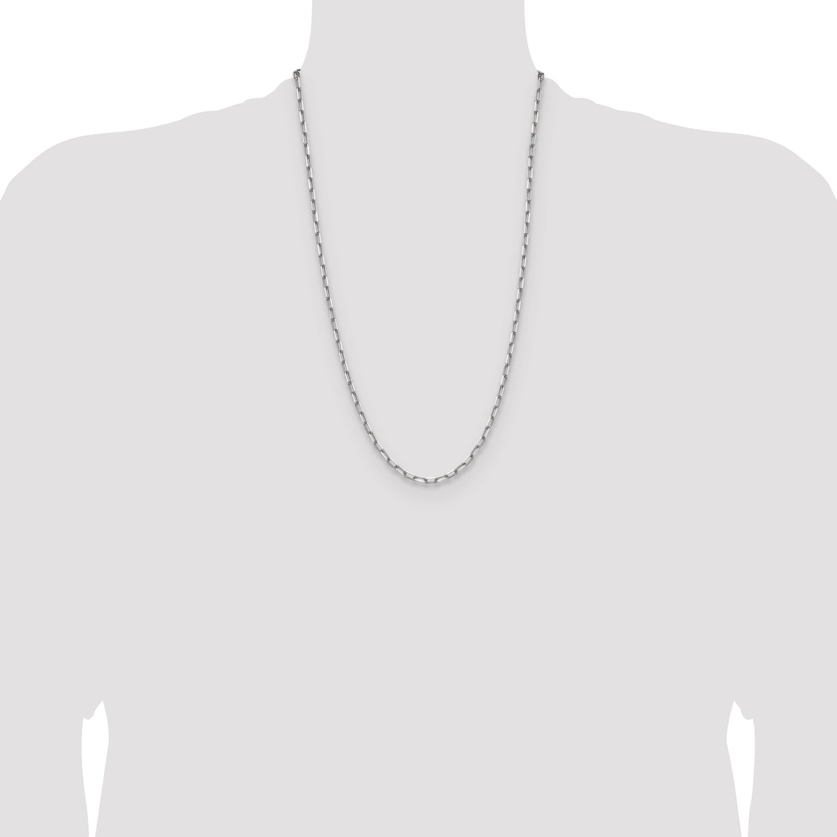 Gold (14K) Solid Beveled Paperclip Link Chain - 14k White Gold / 26 in / 3.43 mm
