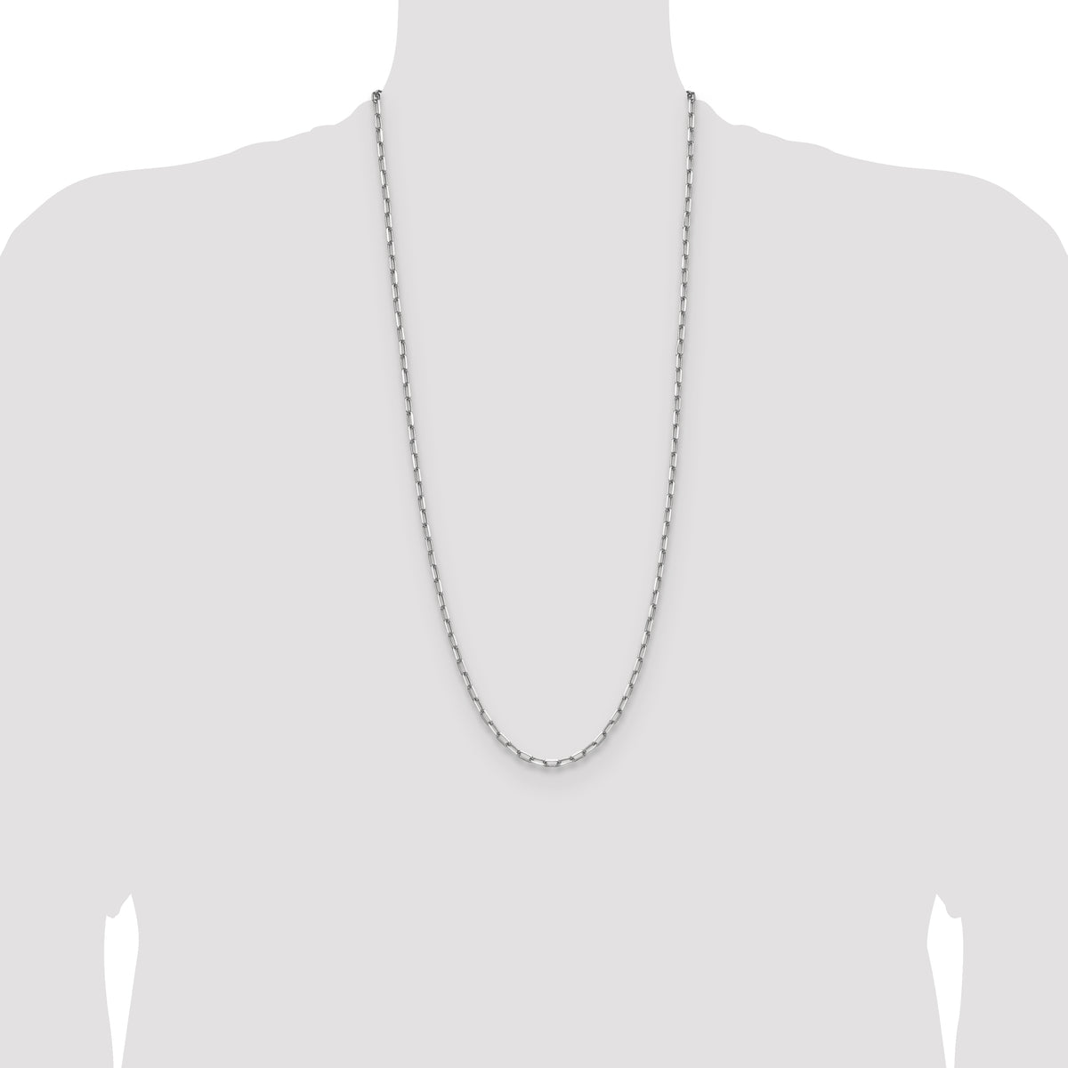 Gold (14K) Solid Beveled Paperclip Link Chain - 14k White Gold / 30 in / 3.43 mm