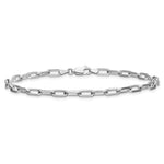 Gold (14K) Solid Beveled Paperclip Link Chain Bracelet - 14k White Gold / 7 in / 3.43 mm