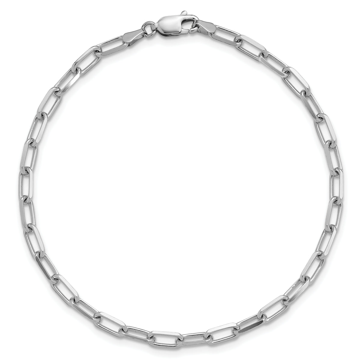 Gold (14K) Solid Beveled Paperclip Link Chain Bracelet - 14k White Gold / 7 in / 3.43 mm