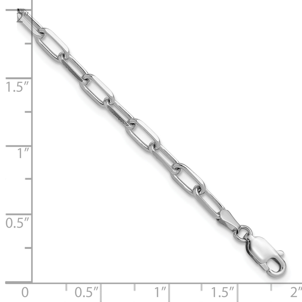 Gold (14K) Solid Beveled Paperclip Link Chain Bracelet - 14k White Gold / 7 in / 3.43 mm