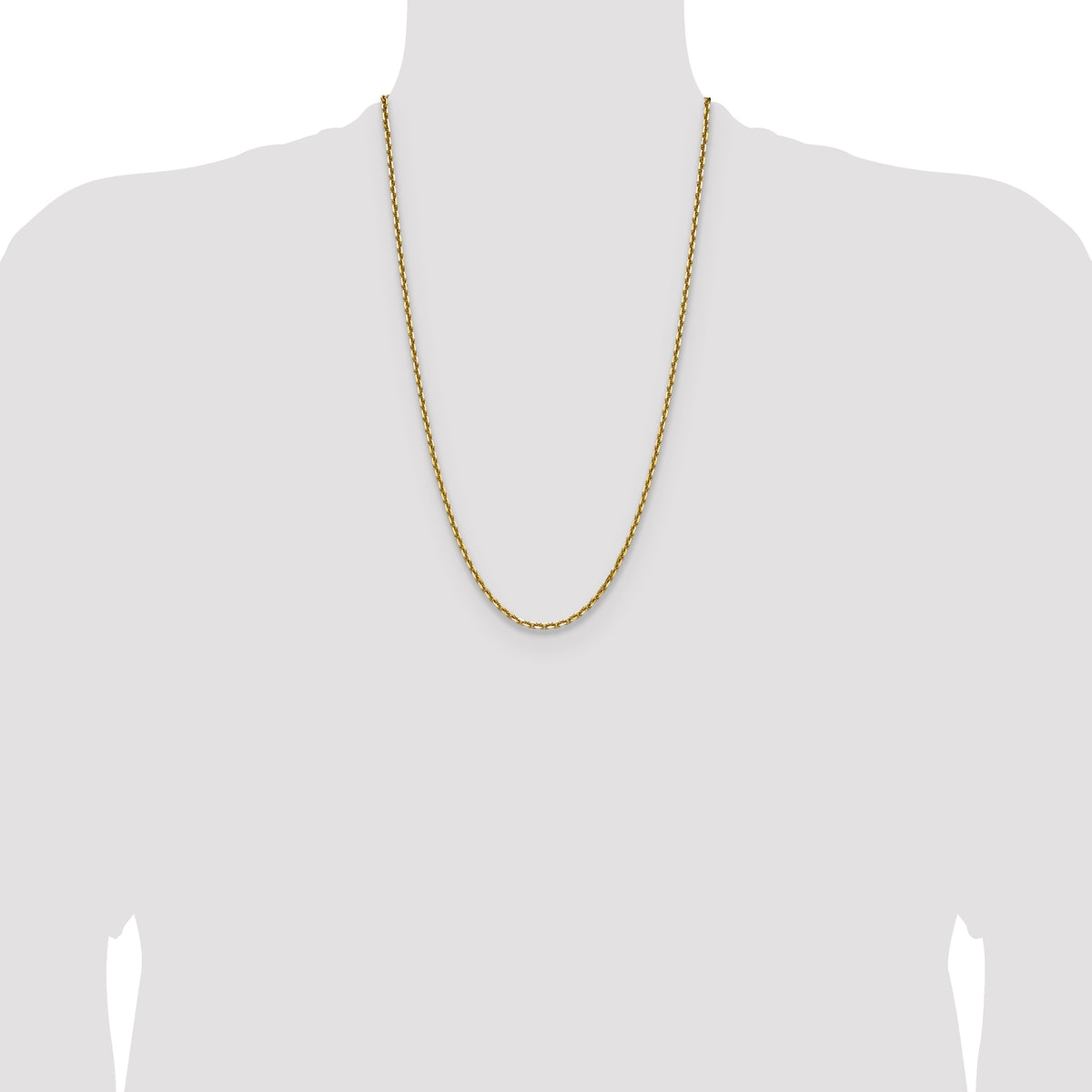 Gold (10K & 14K) Diamond-Cut Round Open Link Cable Chain - 14k Yellow Gold / 26 in / 3.1 mm