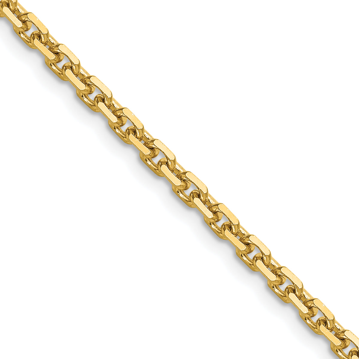 Gold (10K & 14K) Diamond-Cut Round Open Link Cable Chain - 14k Yellow Gold / 18 in / 3.1 mm