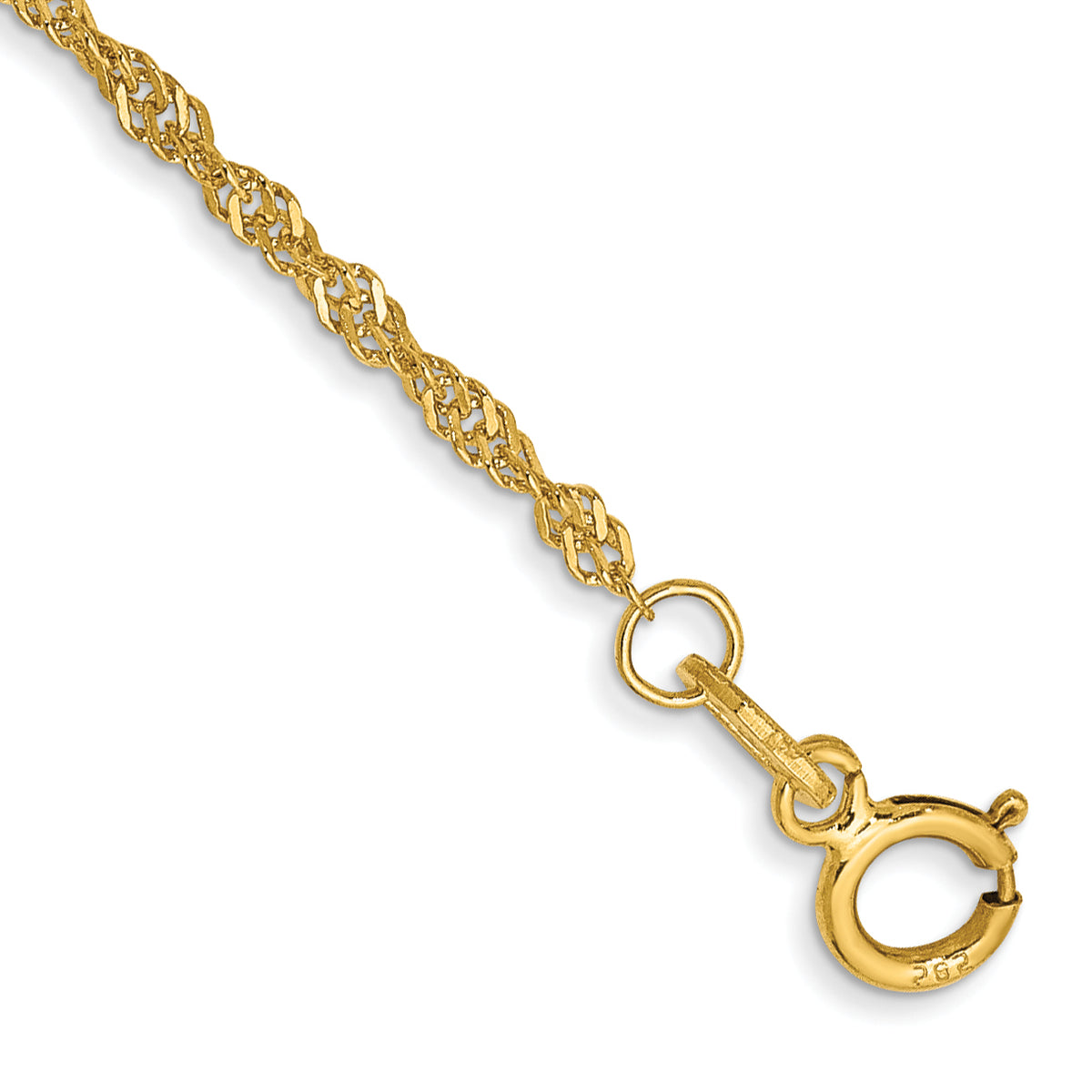 Gold (10K & 14K) Singapore Chain Anklet - 14k Yellow Gold / 9 in / 1.4 mm