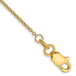 Gold (10K & 14K) Round Open Link Cable Chain Anklet - 14k Yellow Gold / 10 in / 1 mm