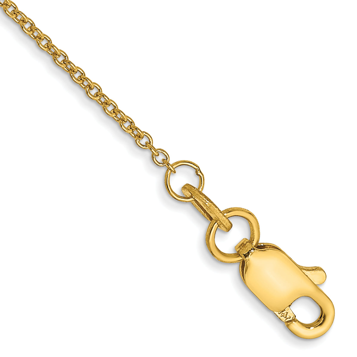 Gold (10K & 14K) Round Open Link Cable Chain Anklet - 14k Yellow Gold / 10 in / 1 mm
