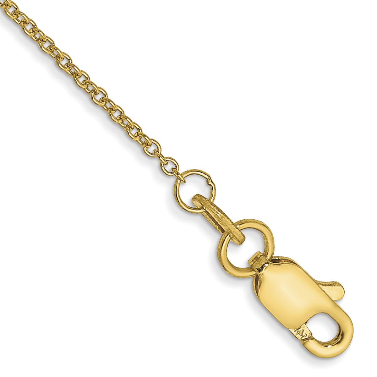Gold (10K & 14K) Round Open Link Cable Chain Anklet - 14k Yellow Gold / 9 in / 1 mm