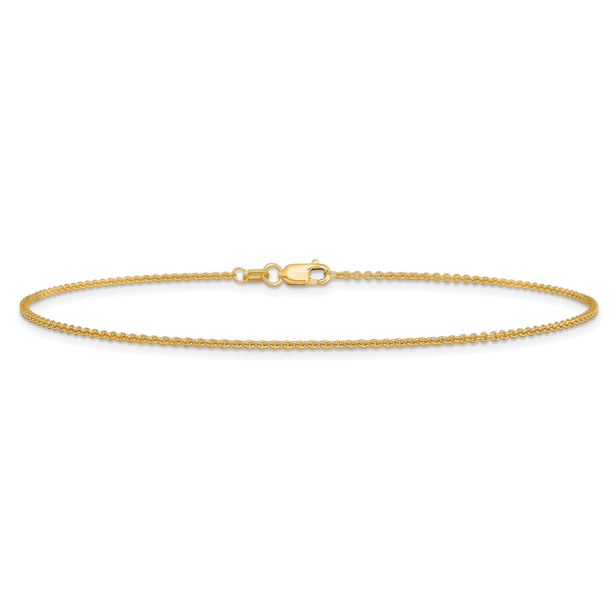 Gold (10K & 14K) Round Open Link Cable Chain Anklet - 14k Yellow Gold / 10 in / 1.4 mm