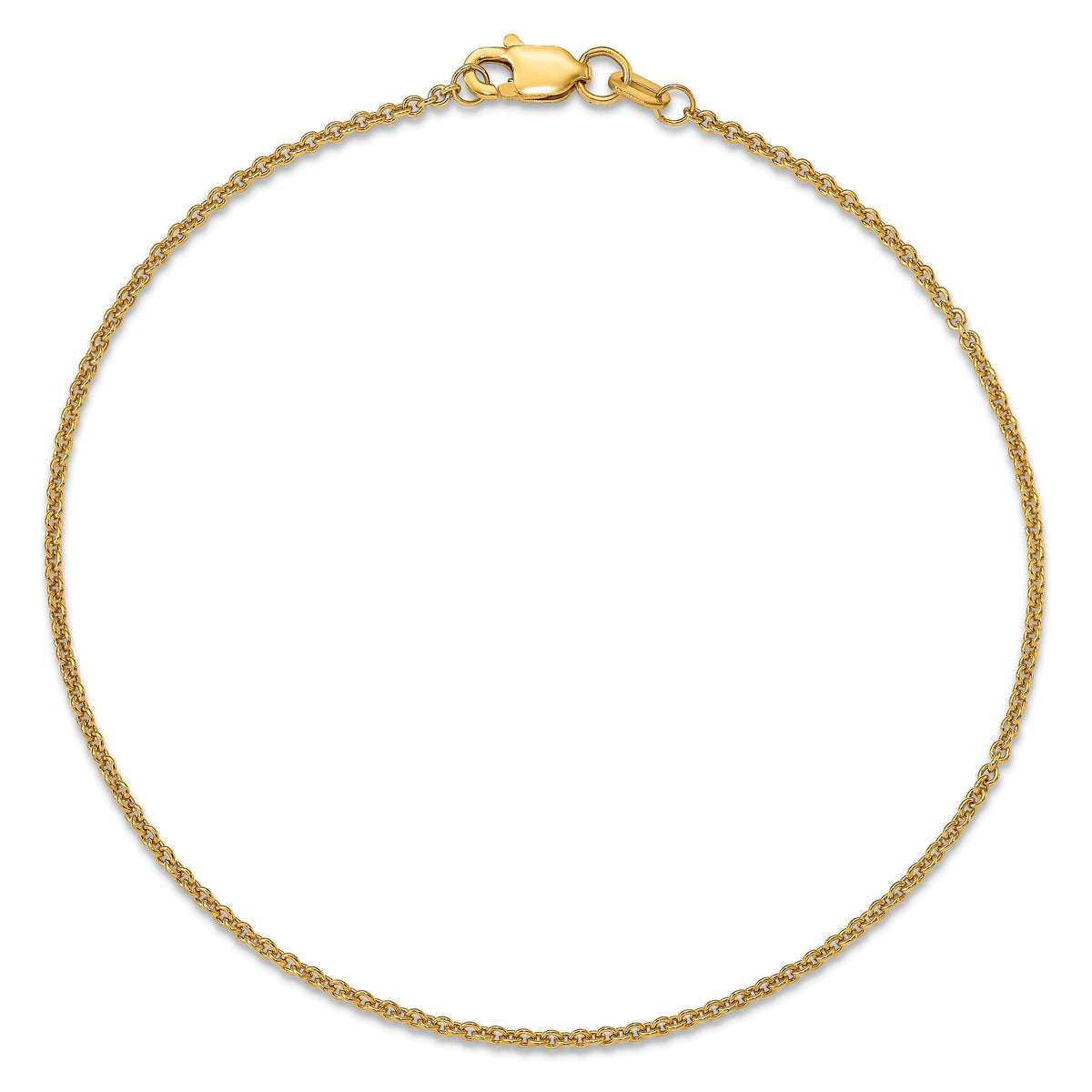 Gold (10K & 14K) Round Open Link Cable Chain Anklet - 14k Yellow Gold / 9 in / 1.4 mm