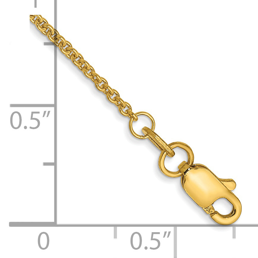 Gold (10K & 14K) Round Open Link Cable Chain Anklet - 14k Yellow Gold / 9 in / 1.4 mm