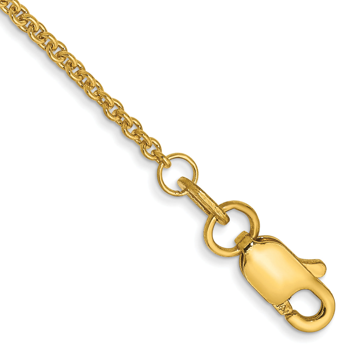 Gold (10K & 14K) Round Open Link Cable Chain Anklet - 14k Yellow Gold / 9 in / 1.4 mm