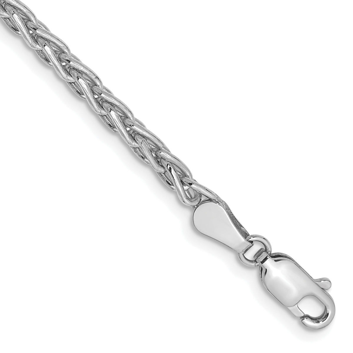Gold (10K & 14K) Parisian Wheat Chain Bracelet - 14k White Gold / 7 in / 3 mm