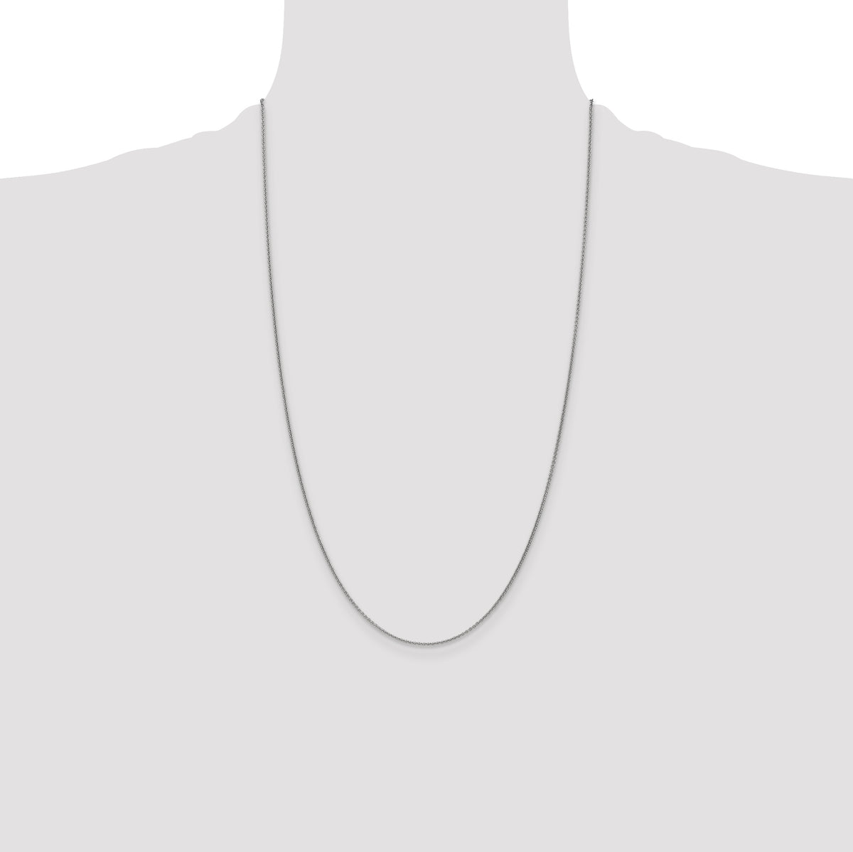 Gold (10K & 14K) Round Open Link Cable Chain - 14k White Gold / 26 in / 1 mm