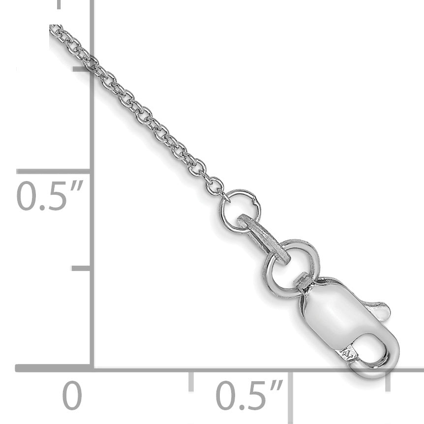 Gold (10K & 14K) Round Open Link Cable Chain Anklet - 14k White Gold / 9 in / 1 mm