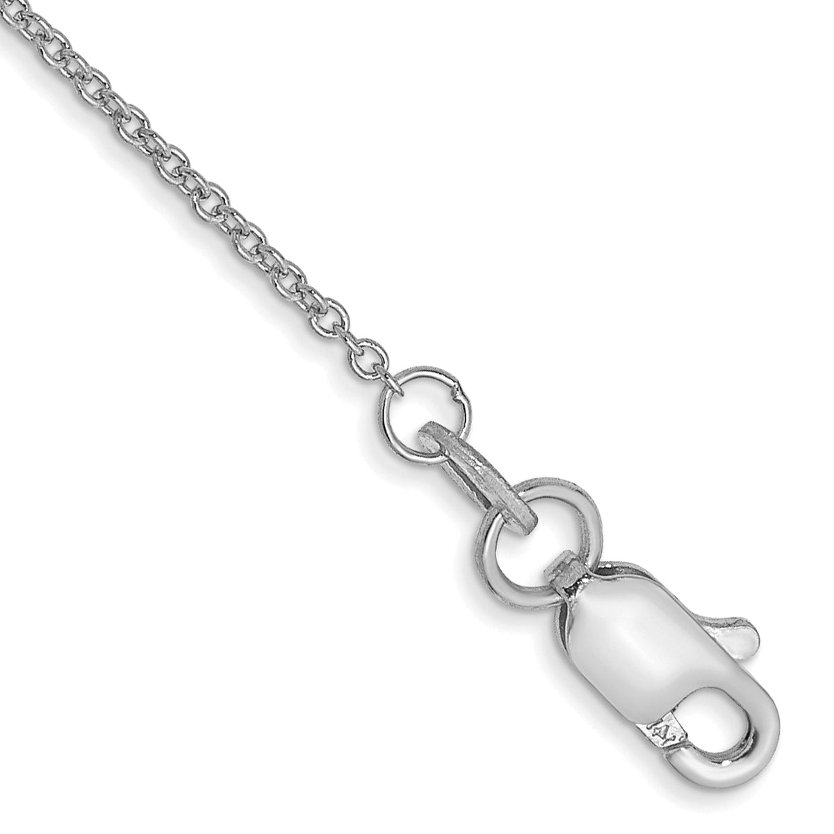 Gold (10K & 14K) Round Open Link Cable Chain Anklet - 14k White Gold / 9 in / 1 mm