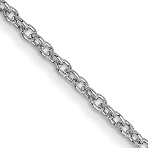 Gold (10K & 14K) Round Open Link Cable Chain - 14k White Gold / 14 in / 1 mm