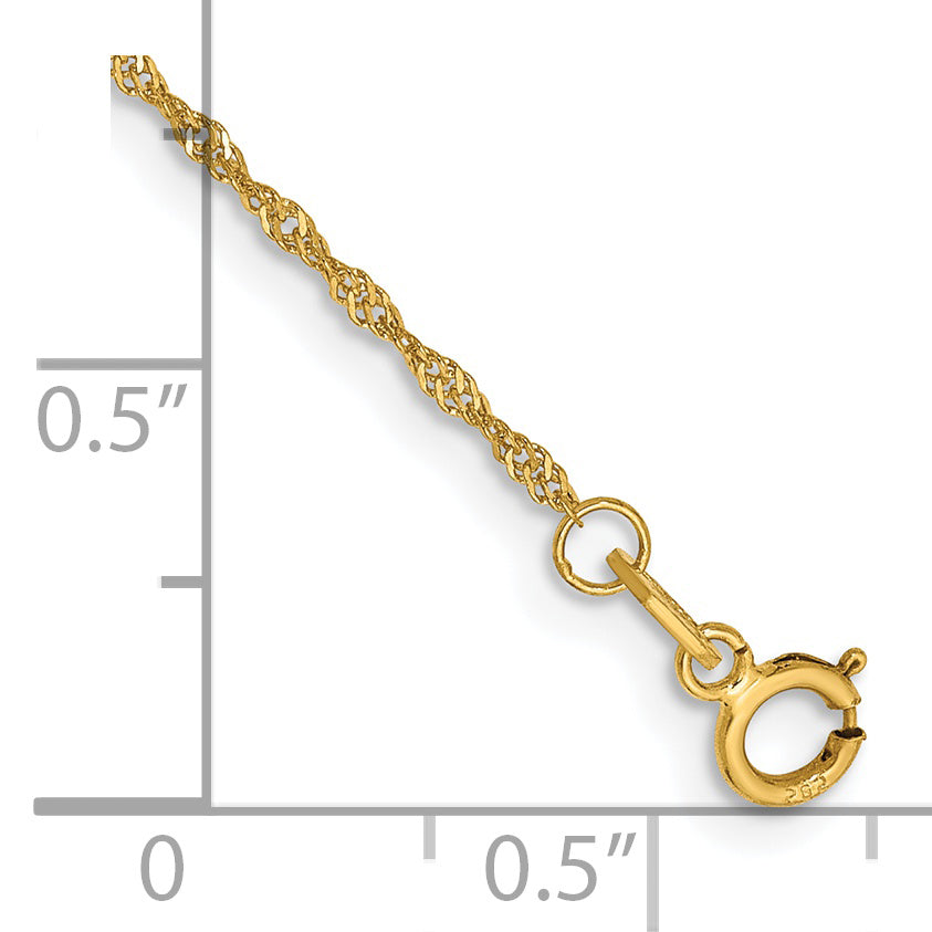 Gold (10K & 14K) Singapore Chain Bracelet - 14k Yellow Gold / 5.5 in / 1.1 mm