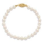 14k Yellow Gold 5-6mm White Round Akoya Saltwater Cultured Pearl Bracelet, view 4 - 7 in