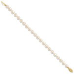 14k Yellow Gold White Akoya Cultured Pearl Bracelet, view 2 - 6-7 mm