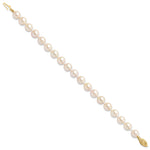 14k Yellow Gold White Akoya Cultured Pearl Bracelet, view 2 - 7-8 mm