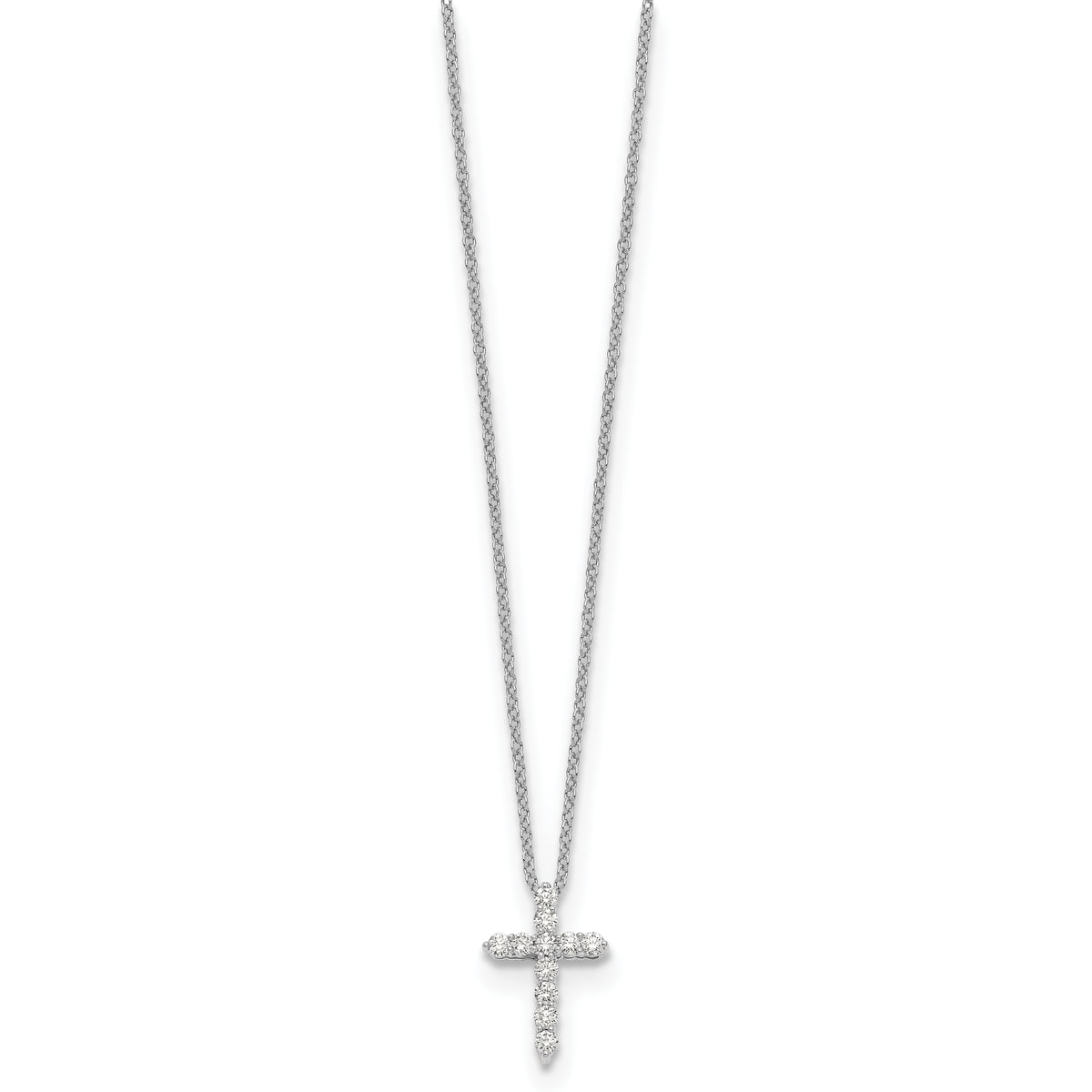 Diamond Cross Pendant Necklace - 10k White Gold / None / 1/5 ctw.#10k White Gold_None_1/5 ctw.