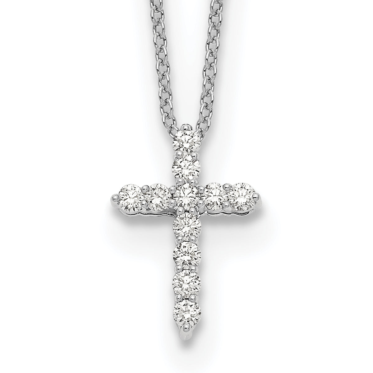 Diamond Cross Pendant Necklace - 10k White Gold / None / 1/5 ctw.