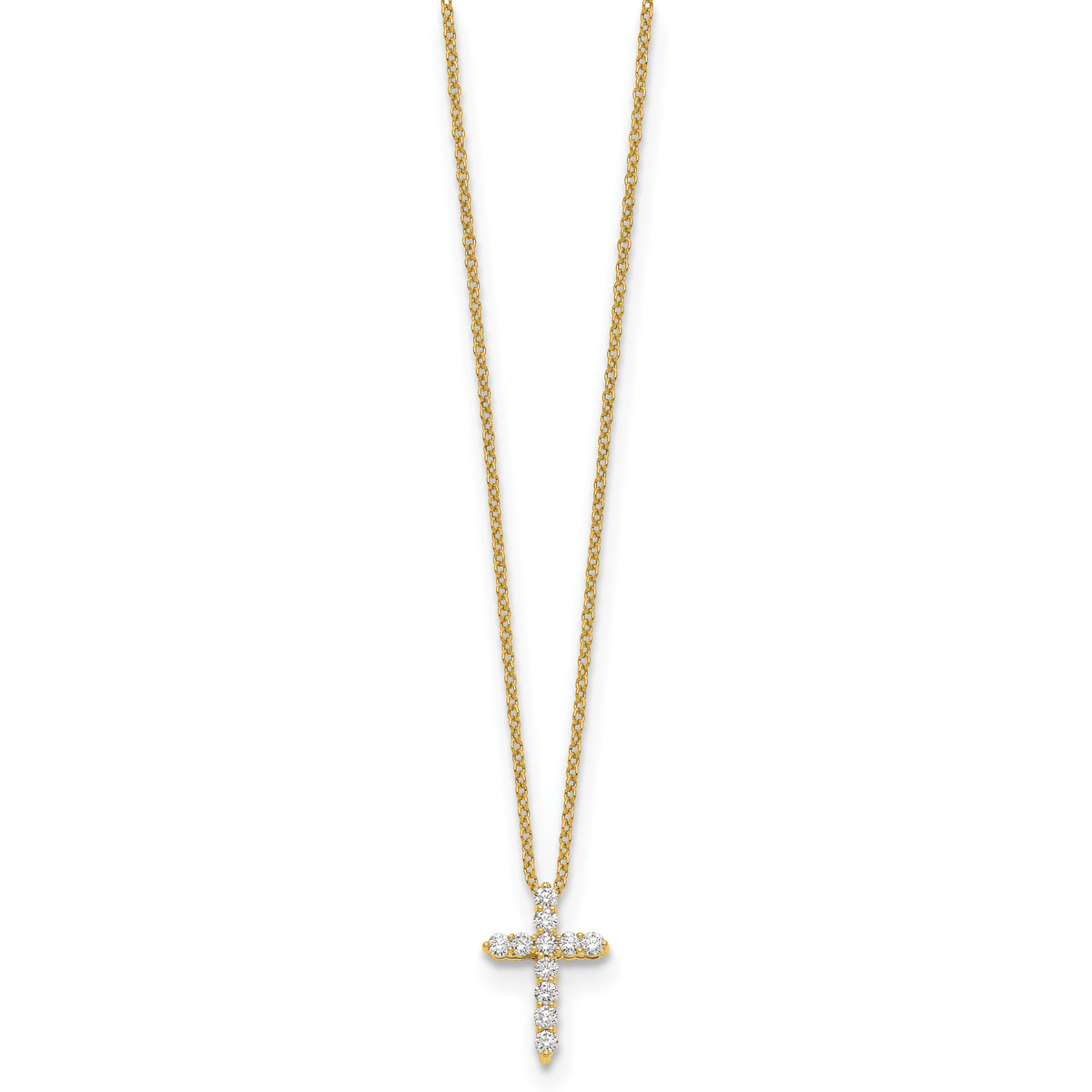 Diamond Cross Pendant Necklace - 10k Yellow Gold / None / 1/5 ctw.