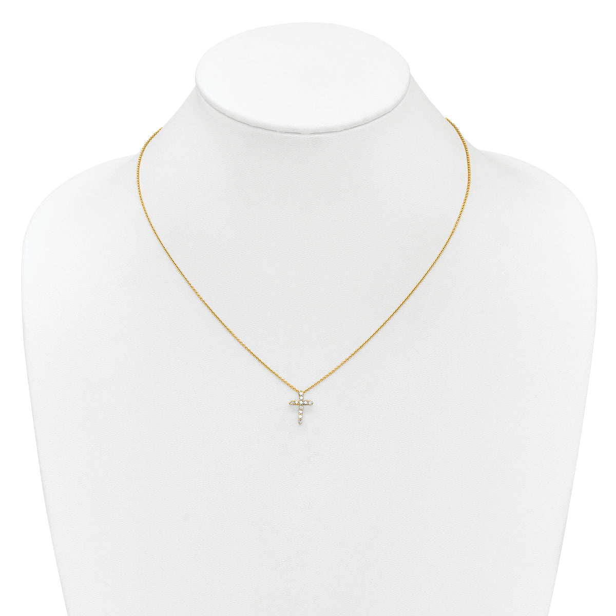 Diamond Cross Pendant Necklace - 10k Yellow Gold / None / 1/5 ctw.