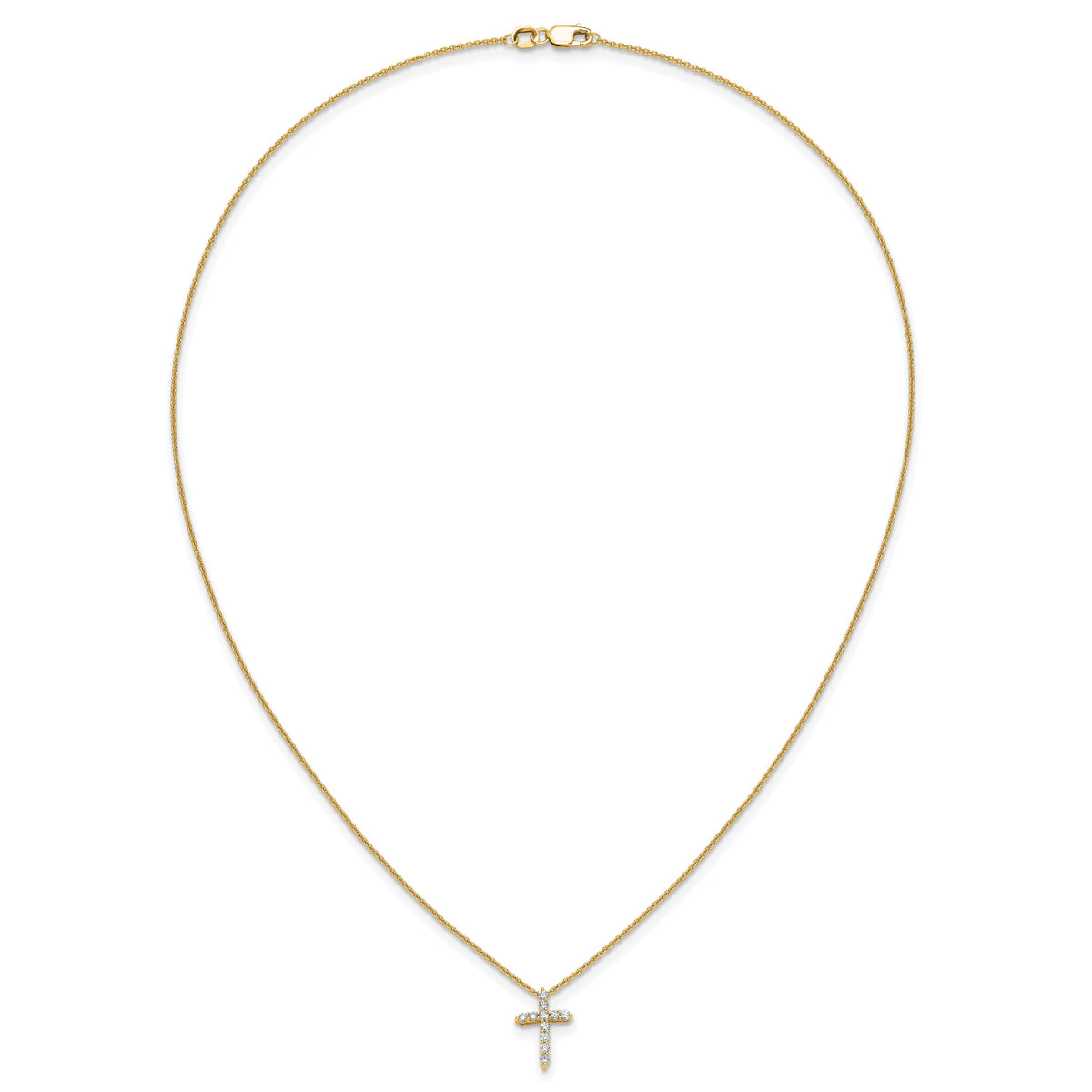 Diamond Cross Pendant Necklace - 10k Yellow Gold / None / 1/5 ctw.