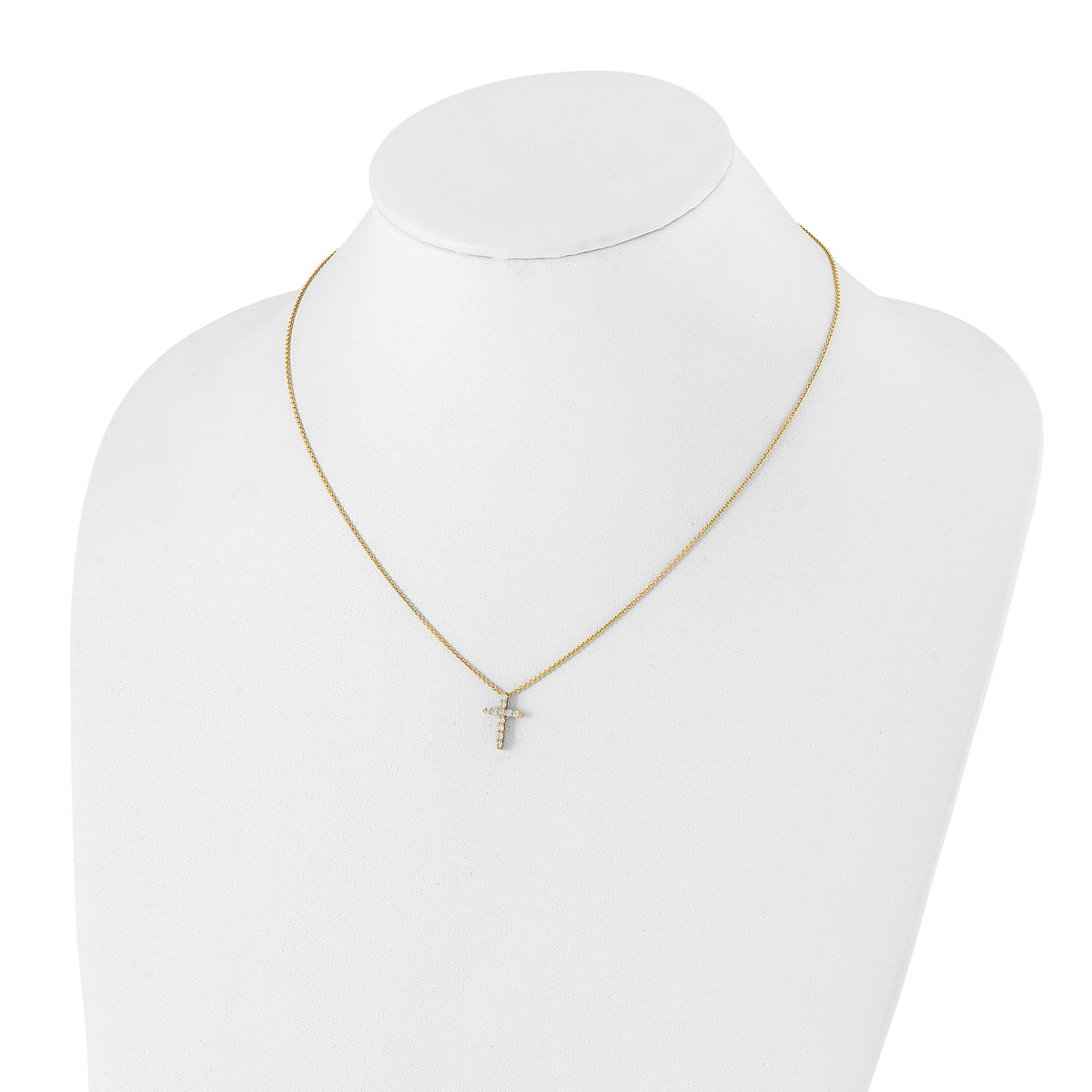 Diamond Cross Pendant Necklace - 14k Yellow Gold / True Origin® Diamond, Lab Grown / 1/5 ctw.