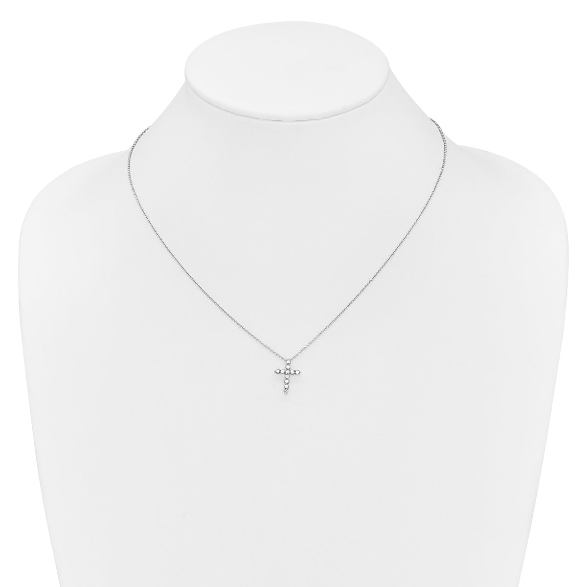 Diamond Cross Pendant Necklace - 10k White Gold / None / 1/3 ctw.