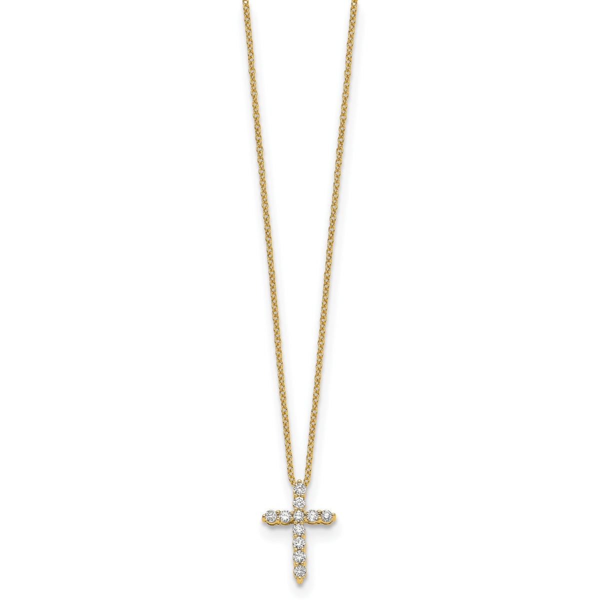 Diamond Cross Pendant Necklace - 10k Yellow Gold / None / 1/3 ctw.