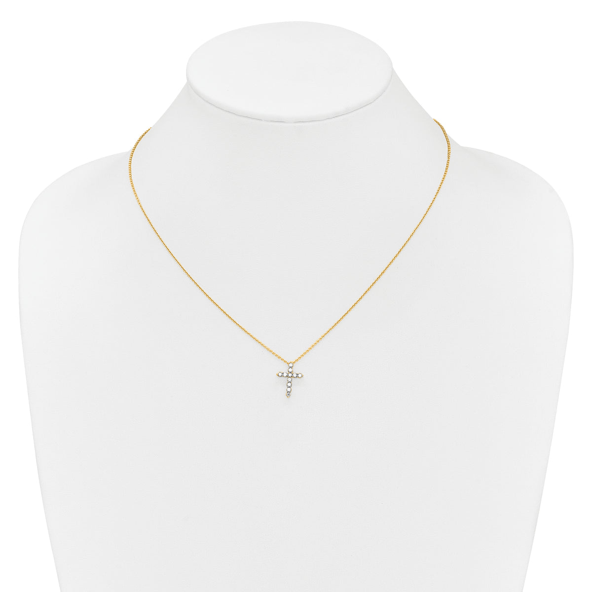 Diamond Cross Pendant Necklace - 10k Yellow Gold / None / 1/3 ctw.